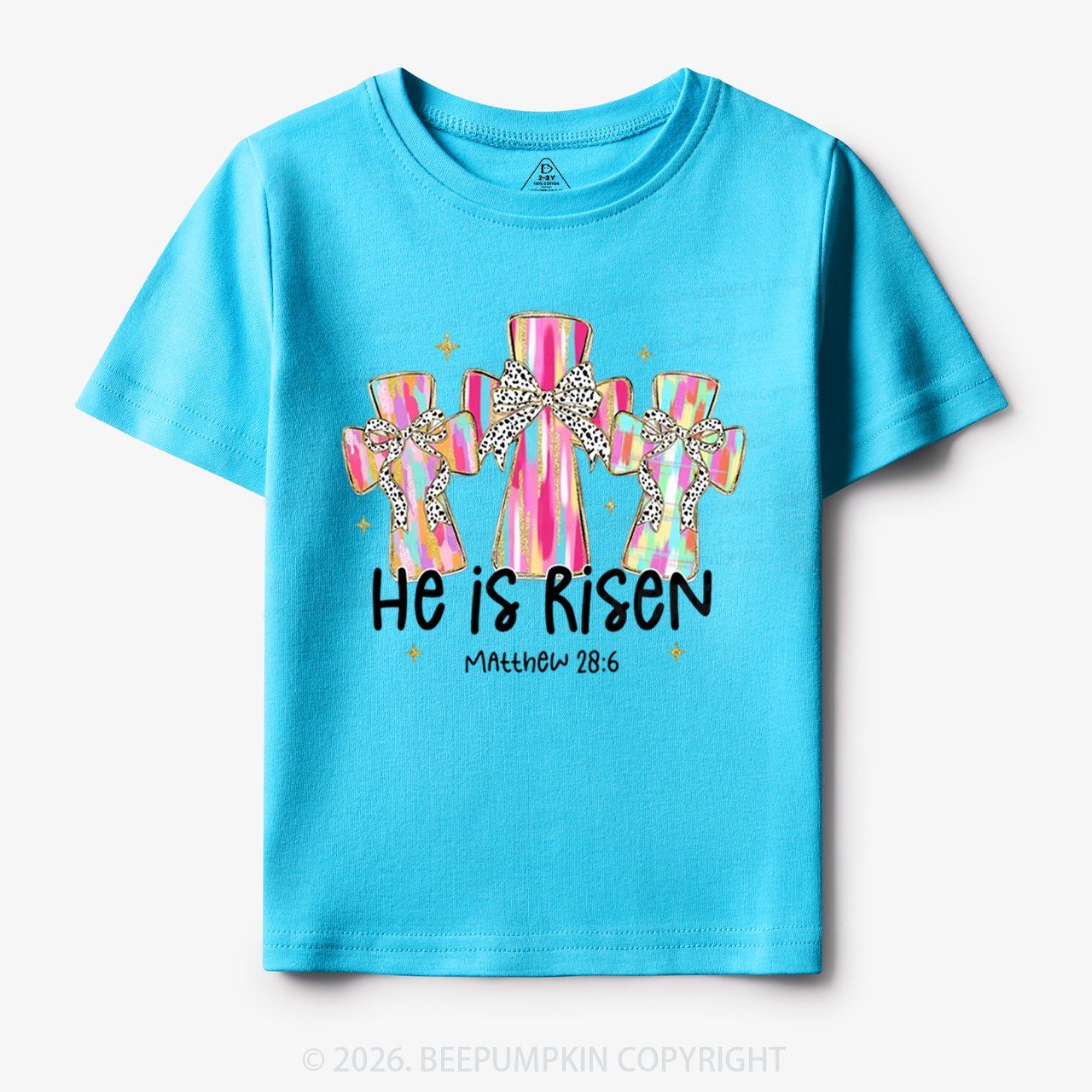 He Is Risen Easter Cross Toddler&Kid's Tees