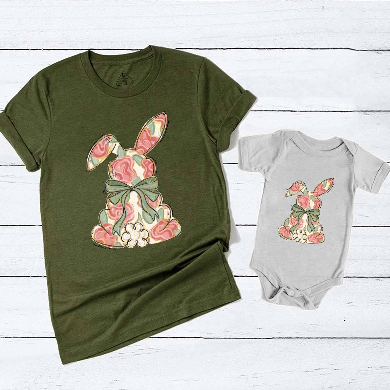 Floral Coquette Bow Easter Mom&Me Matching Tees
