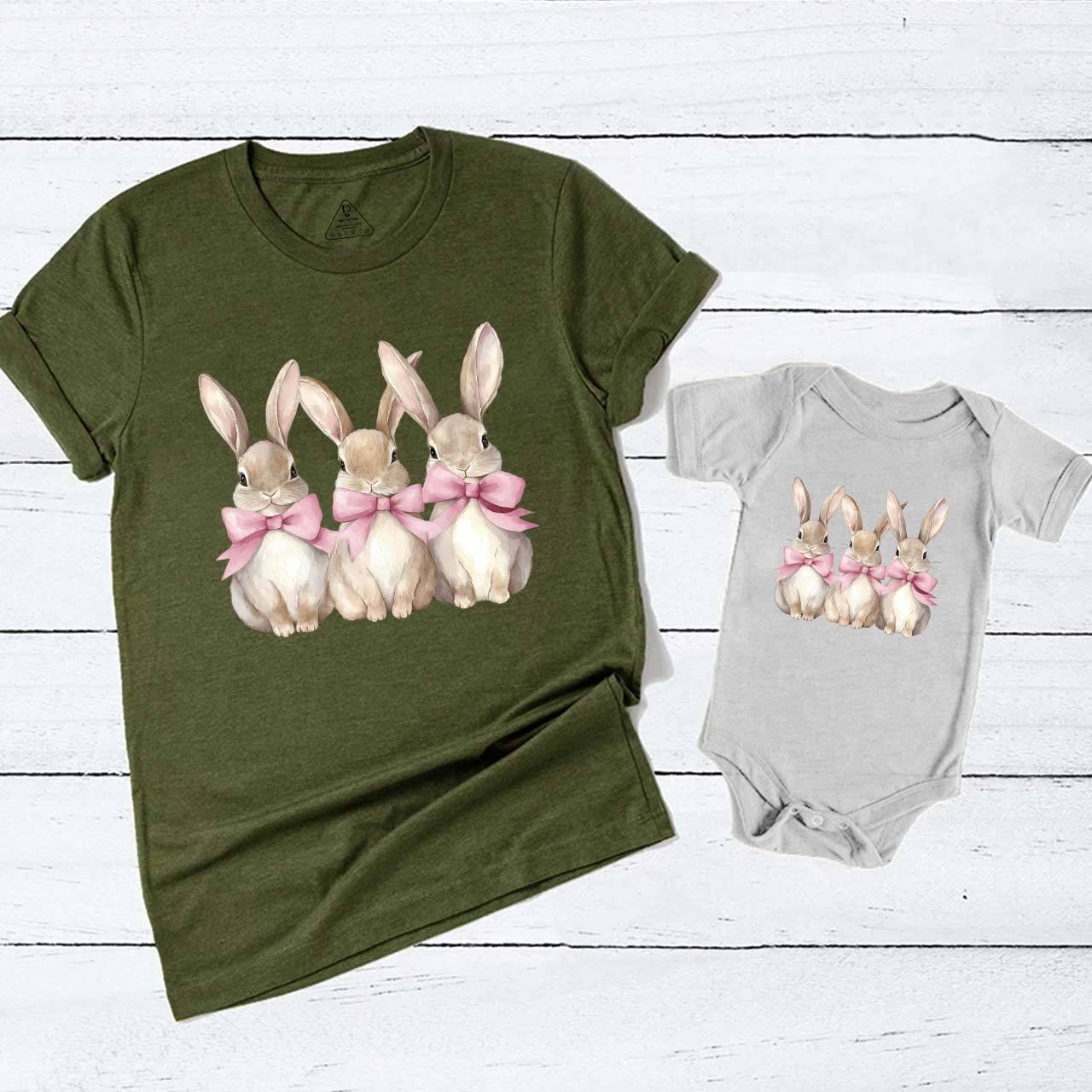 Triple Bunny Hug Easter Mom&Me Matching Tees