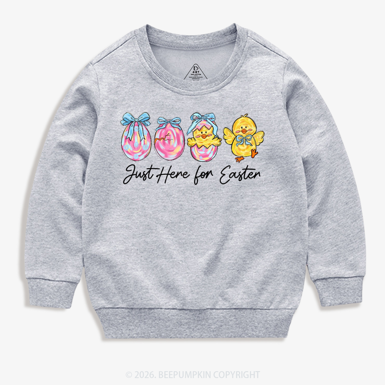 Just Here For Easter Pastel Eggs Coquette Kid's Sweatshirt