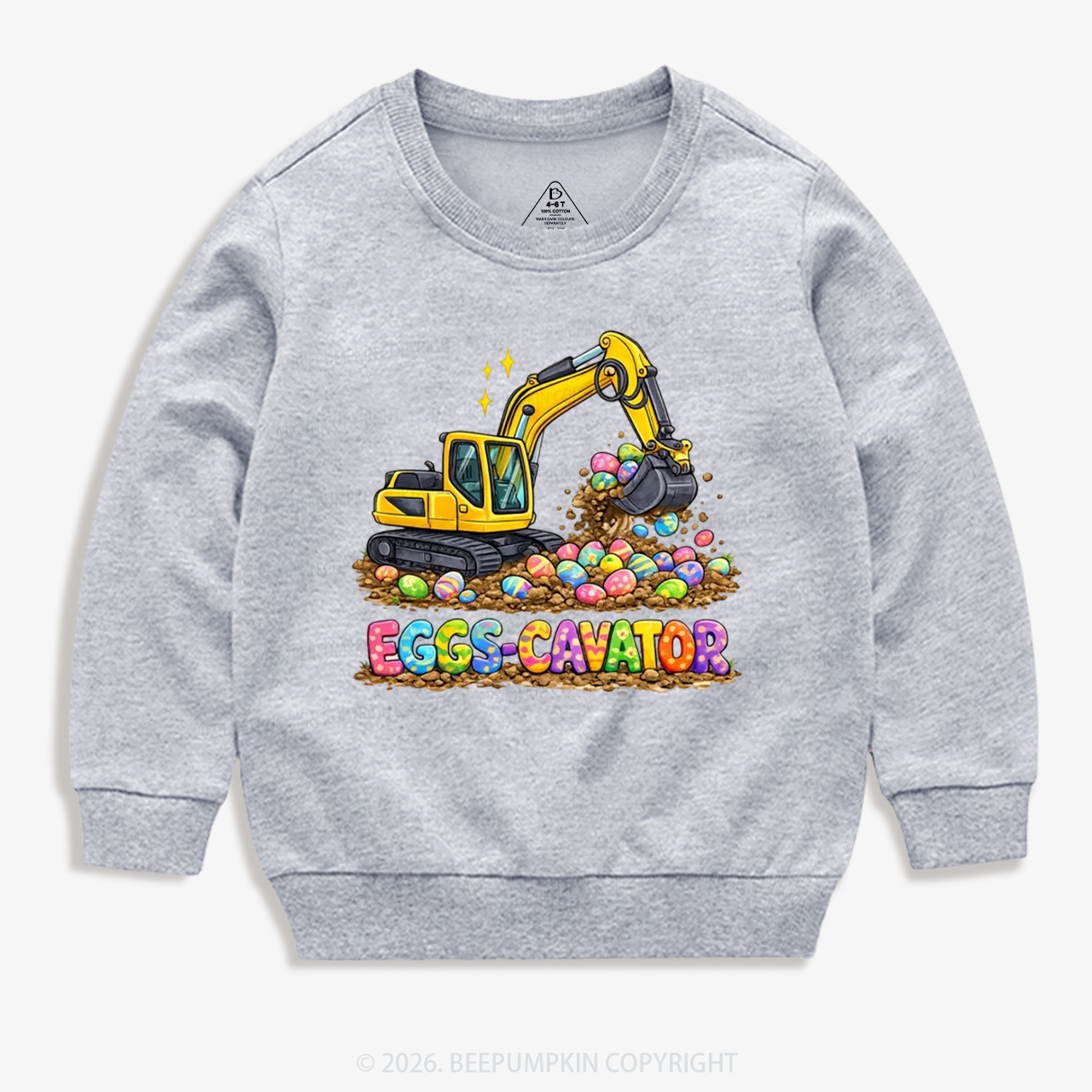 Eggs-Cavator Excavator Easter Kid's Sweatshirt