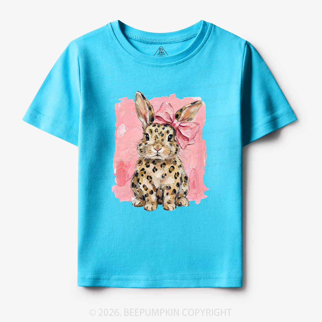 Oil Paint Leopard & Pink Bow Coquette Bunny Toddler&Kid's Tees