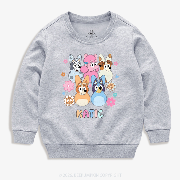 Personalized Cartoon Dog Easter Kid's Sweatshirt
