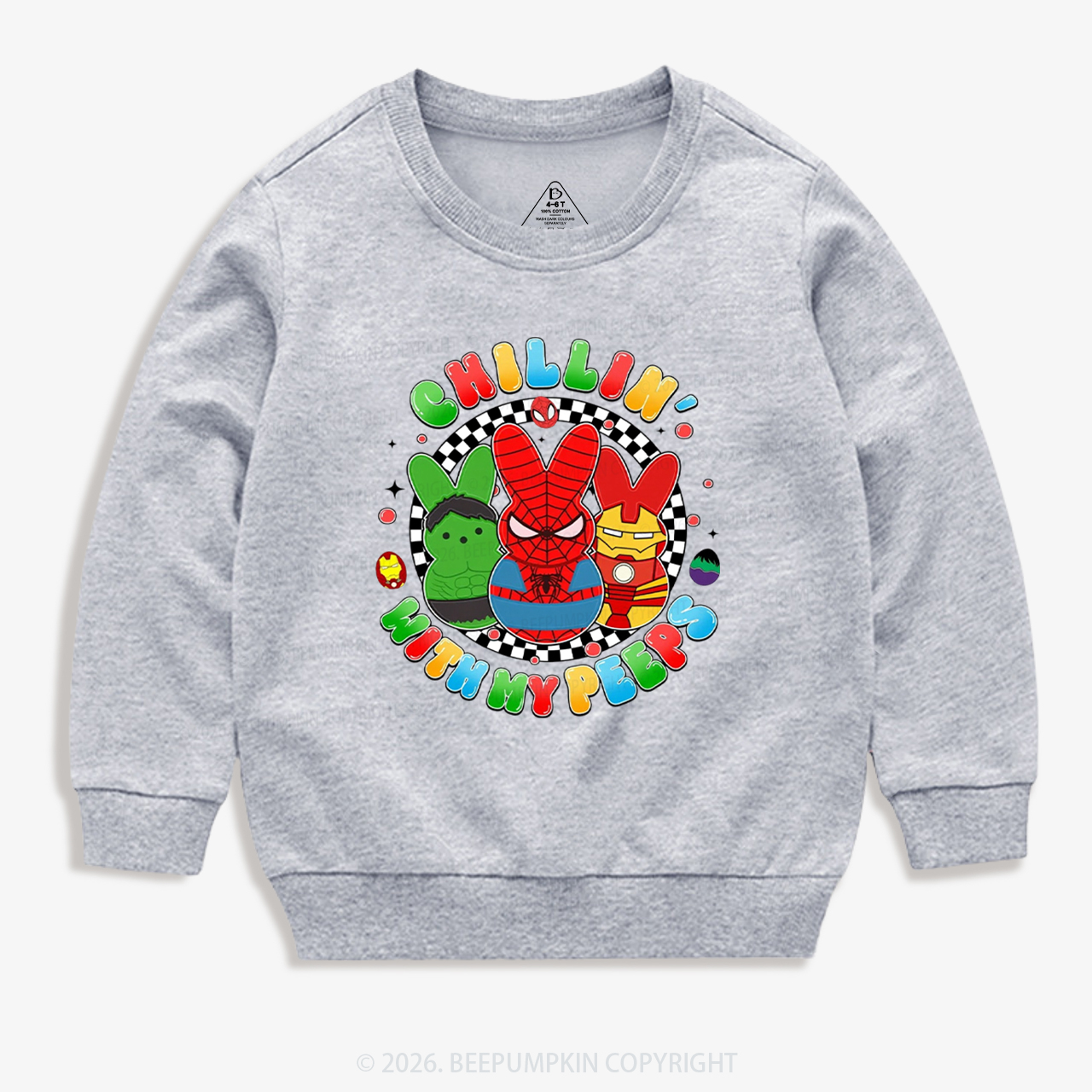 Cartoon Chillin With My Bunny Easter Kid's Sweatshirt