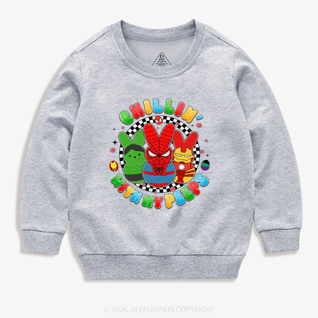 Cartoon Chillin With My Bunny Easter Kid's Sweatshirt