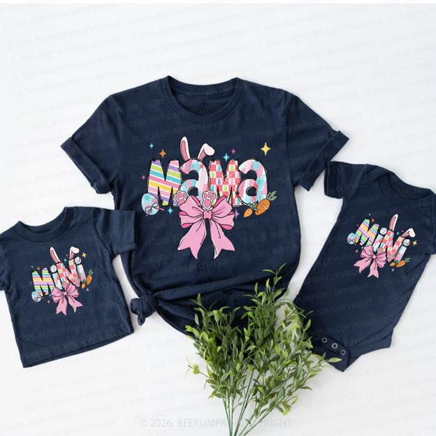 Mama Mini Easter Bunny Bow Mom&Me Matching T-Shirts