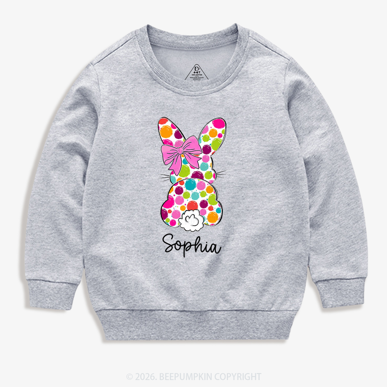 Personalized Name Easter Coquette Bow Bunny Kid's Sweatshirt