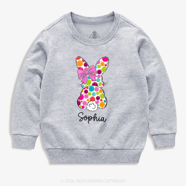 Personalized Name Easter Coquette Bow Bunny Kid's Sweatshirt