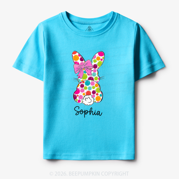 Personalized Name Easter Coquette Bow Bunny Toddler&Kid's Tees