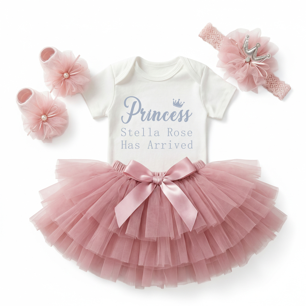 3 Pieces Personalized Baby Girl New Born Sets (Princess xxx Has Arrived) Sale-Beepumpkin™