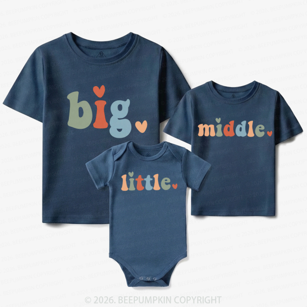 Big Middle Little Matching Tees For Siblings
