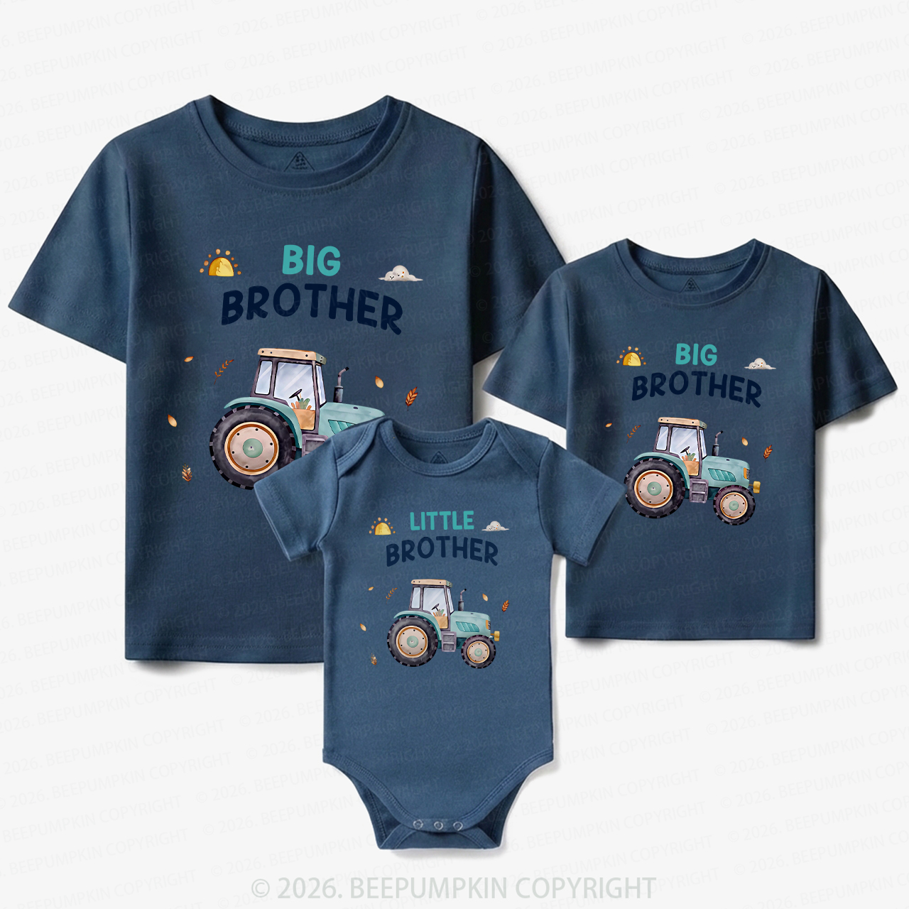Big Brother & Little Brother Tractor Matching Tees For Siblings