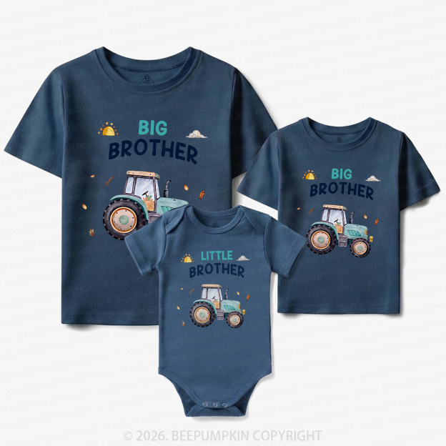 Big Brother & Little Brother Tractor Matching Tees For Siblings