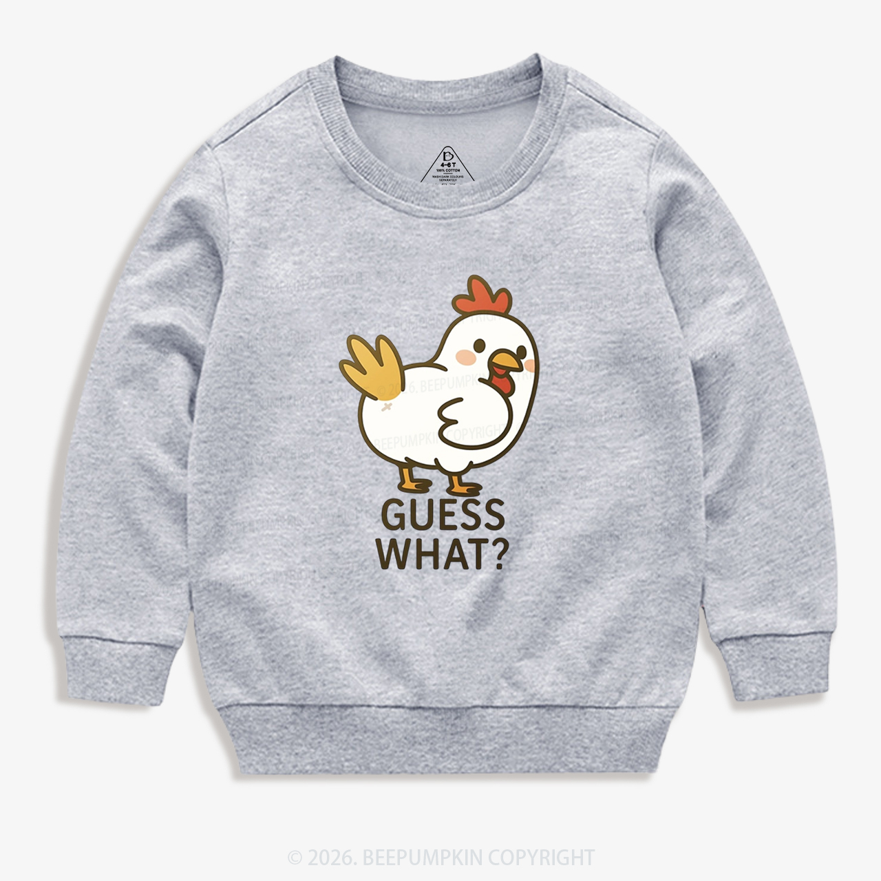 Guess What Chicken Funny Butt Joke Kid's Sweatshirt 7