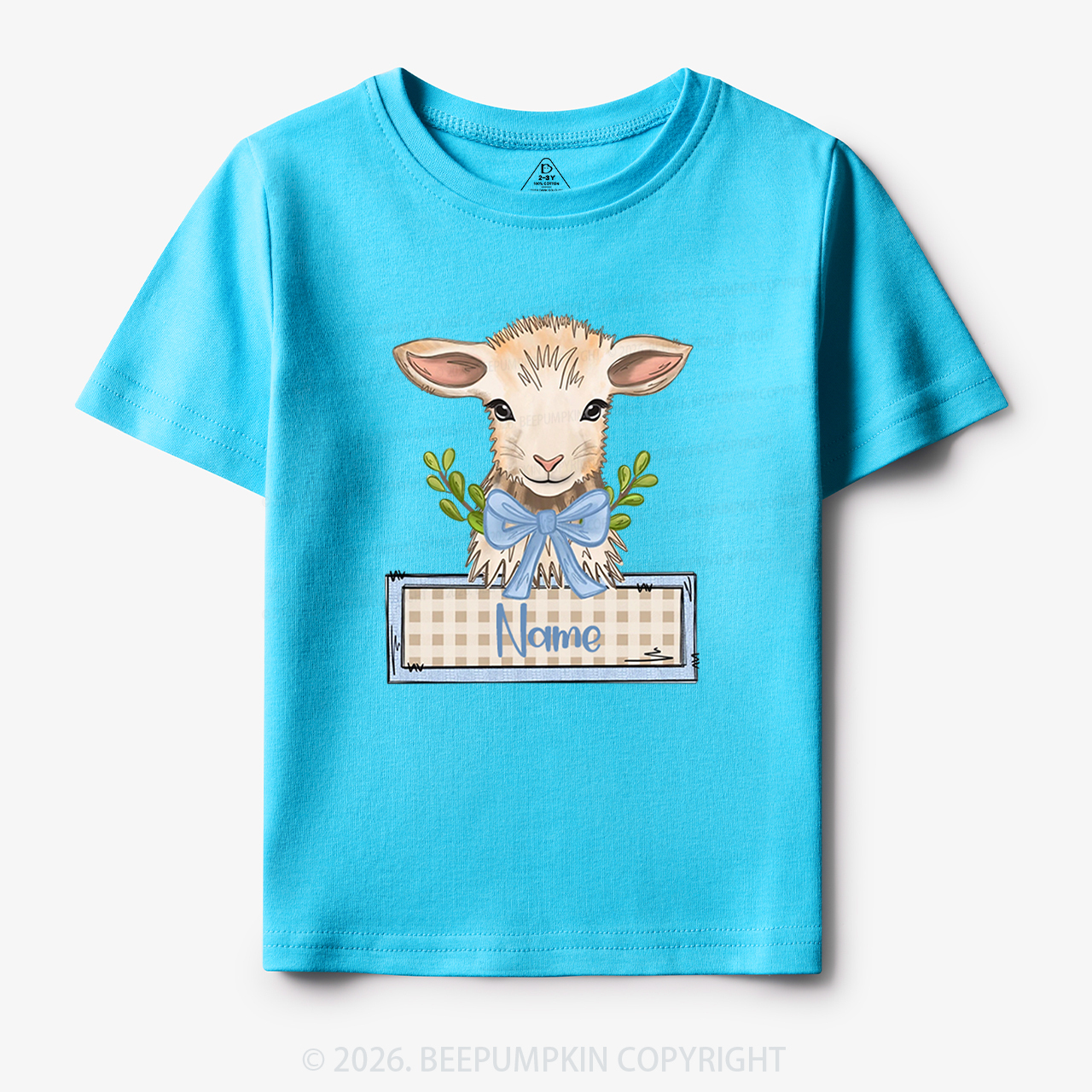 Personalized Baby Lamb With Bow Toddler&Kid's Tees