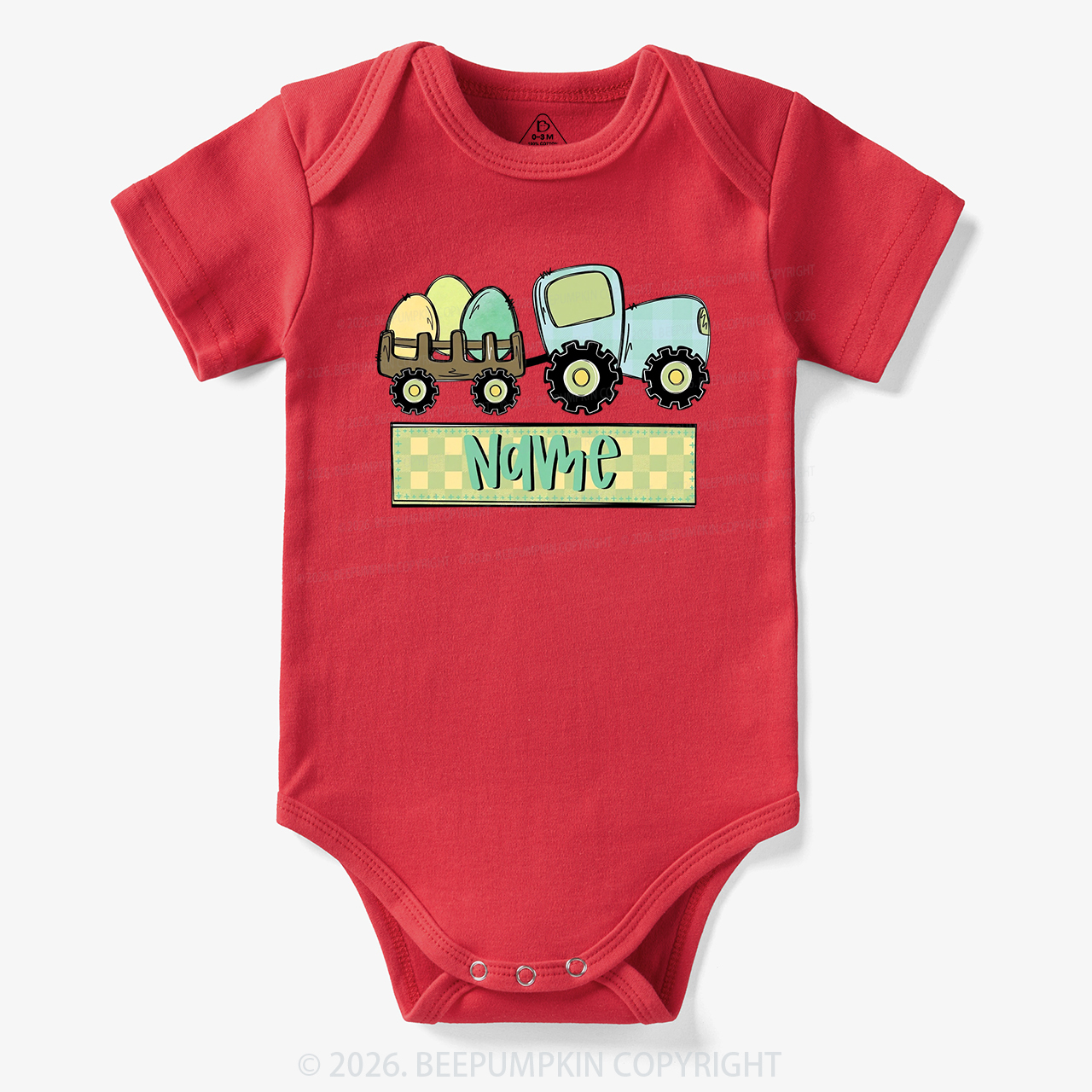 Personalized Name Easter Tractor Bodysuit