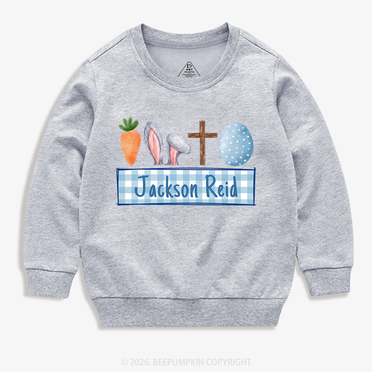 Personalized Watercolor Easter Bunny Name Kid's Sweatshirt