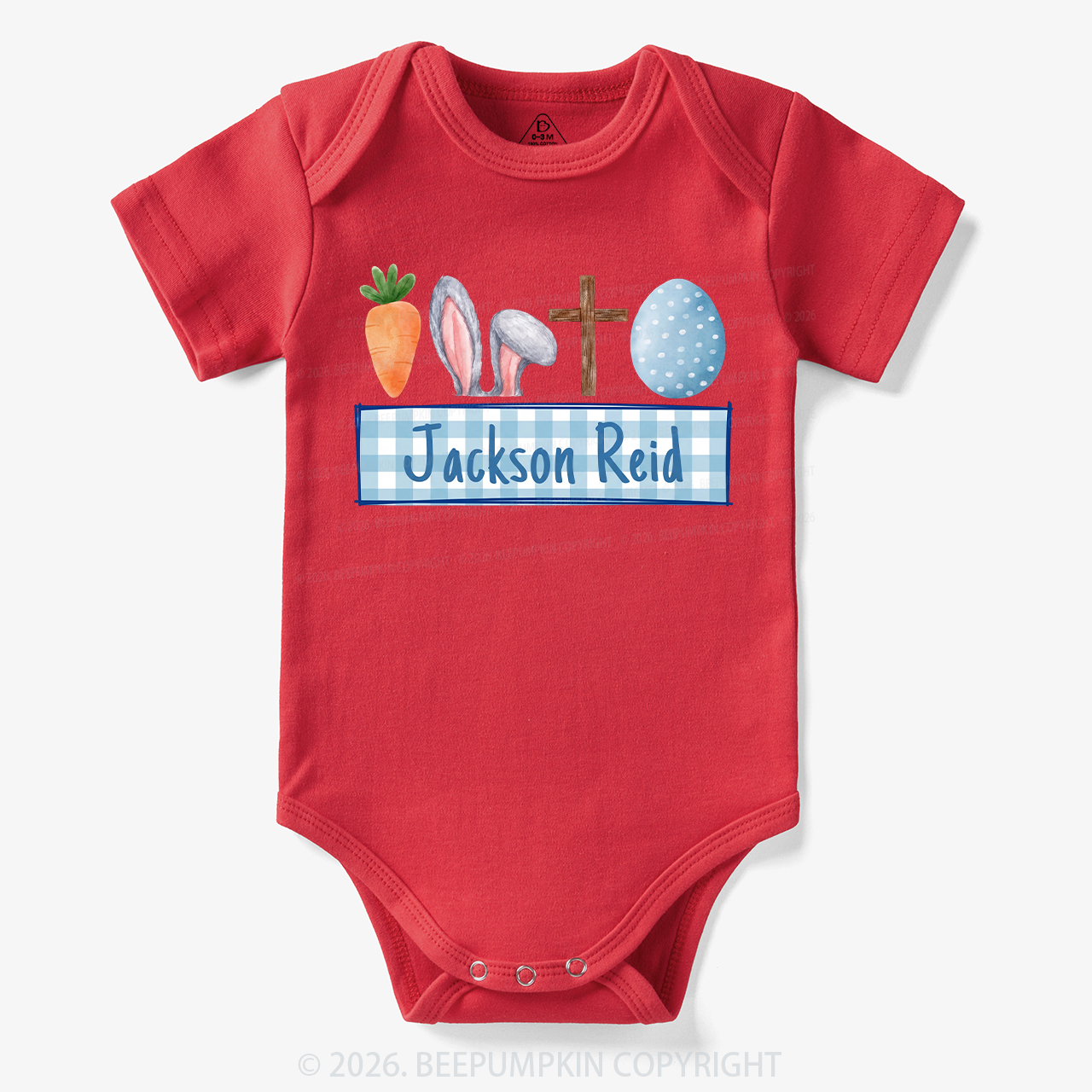 Personalized Watercolor Easter Bunny Name Bodysuit