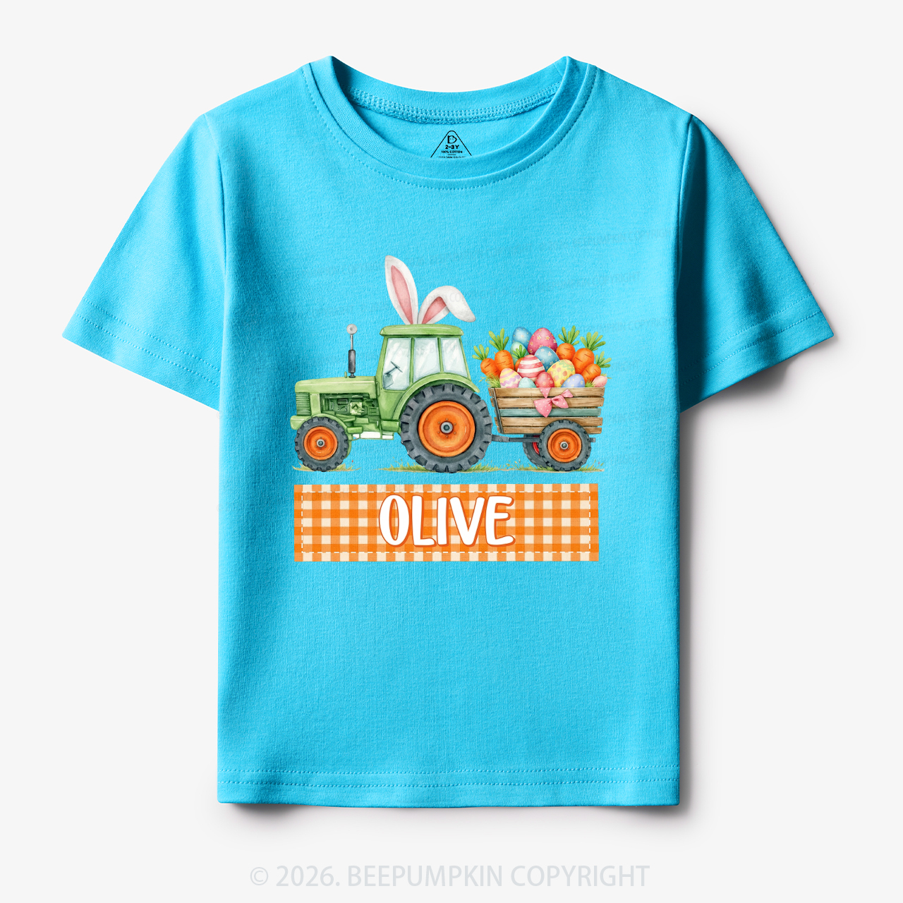Personalized Name Easter Tractor Farm Toddler&Kid's Tees