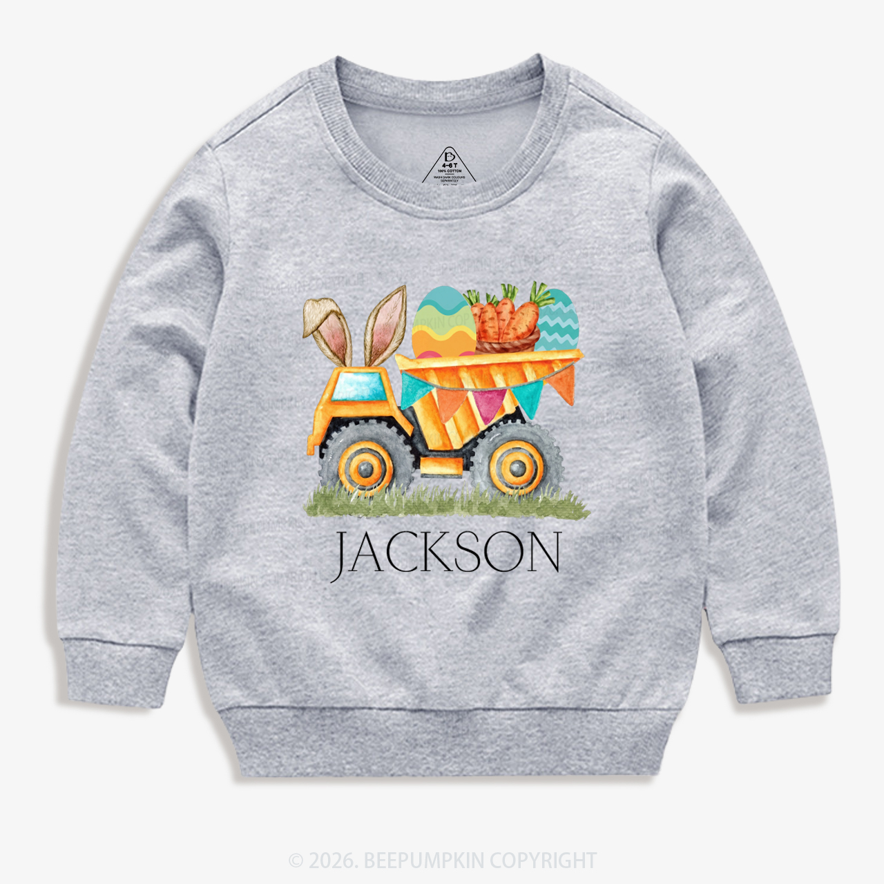 Personalized Name Easter Dump Truck Kid's Sweatshirt
