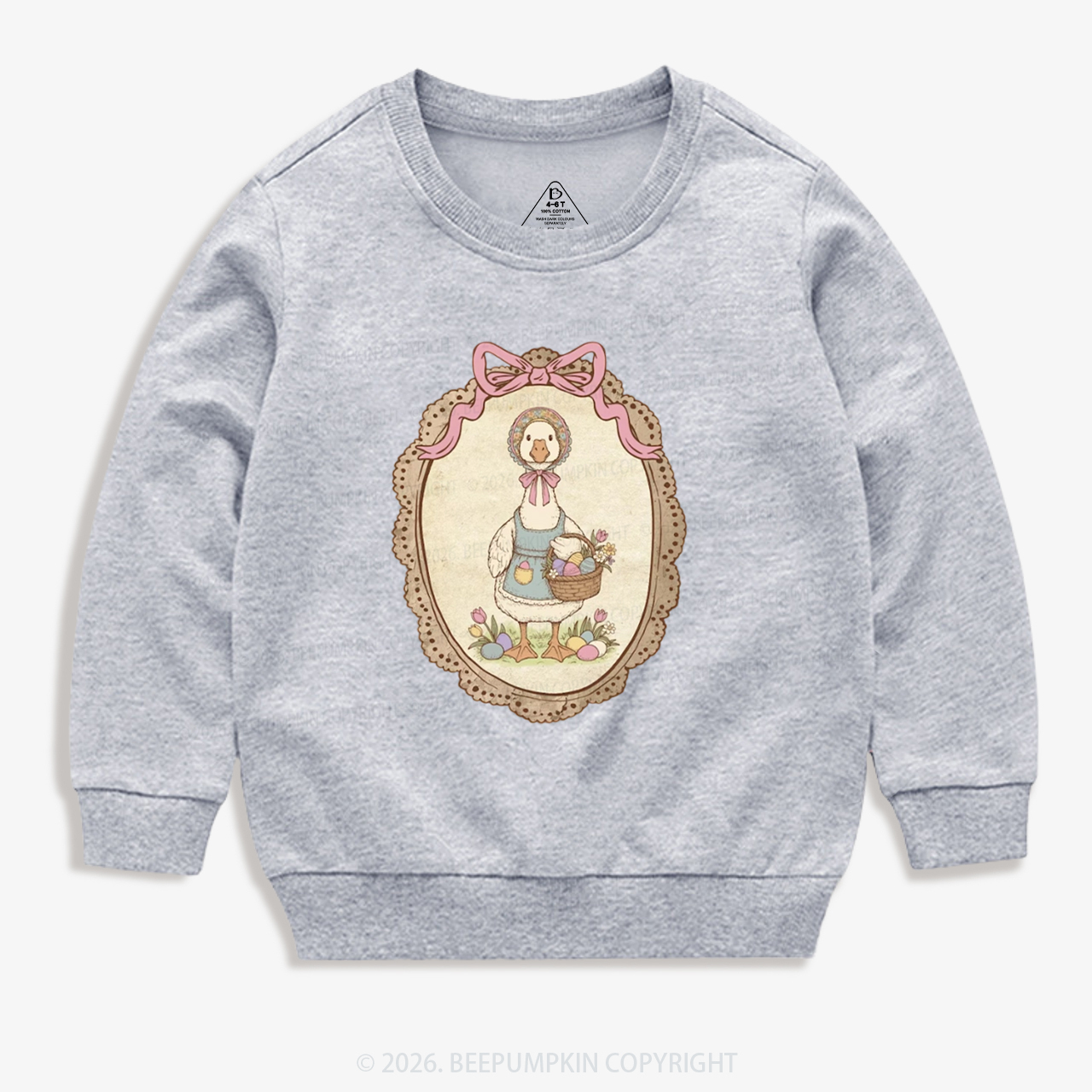 Floral Coquette Spring Easter Goose Kid's Sweatshirt