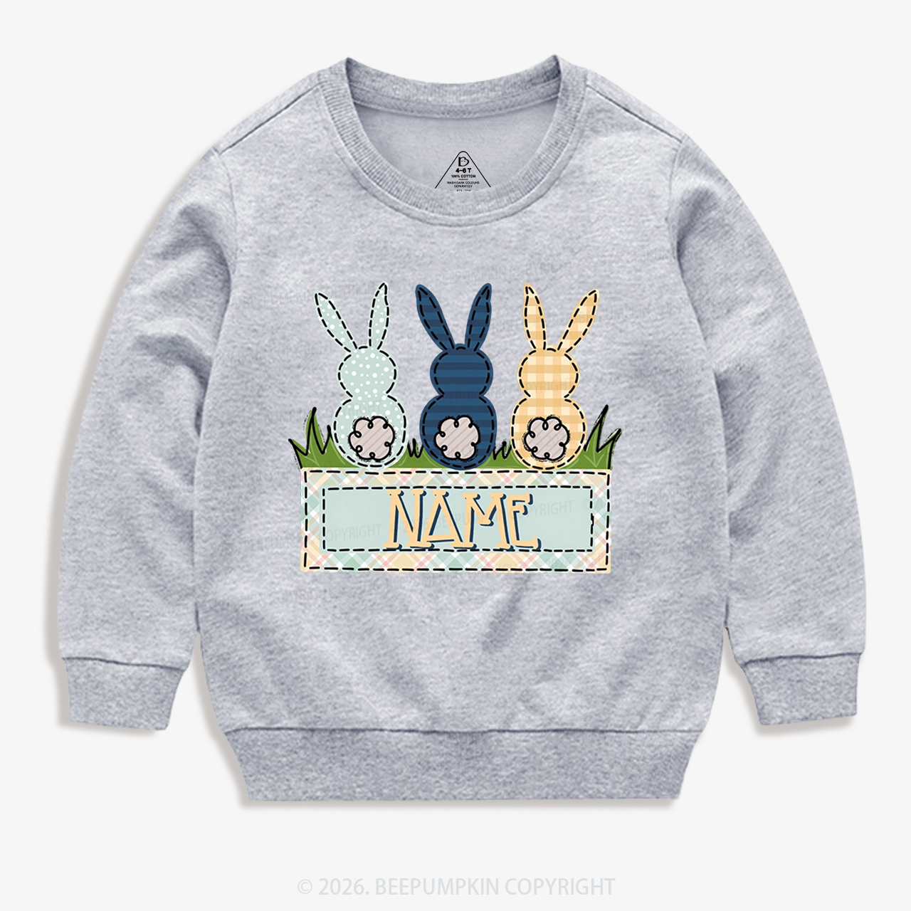 Personalized Name Easter Bunny Trio Kid's Sweatshirt