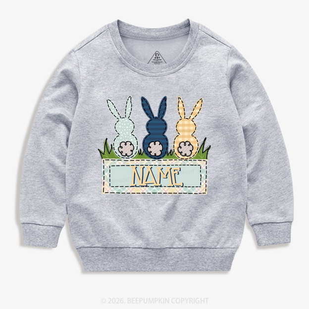 Personalized Name Easter Bunny Trio Kid's Sweatshirt