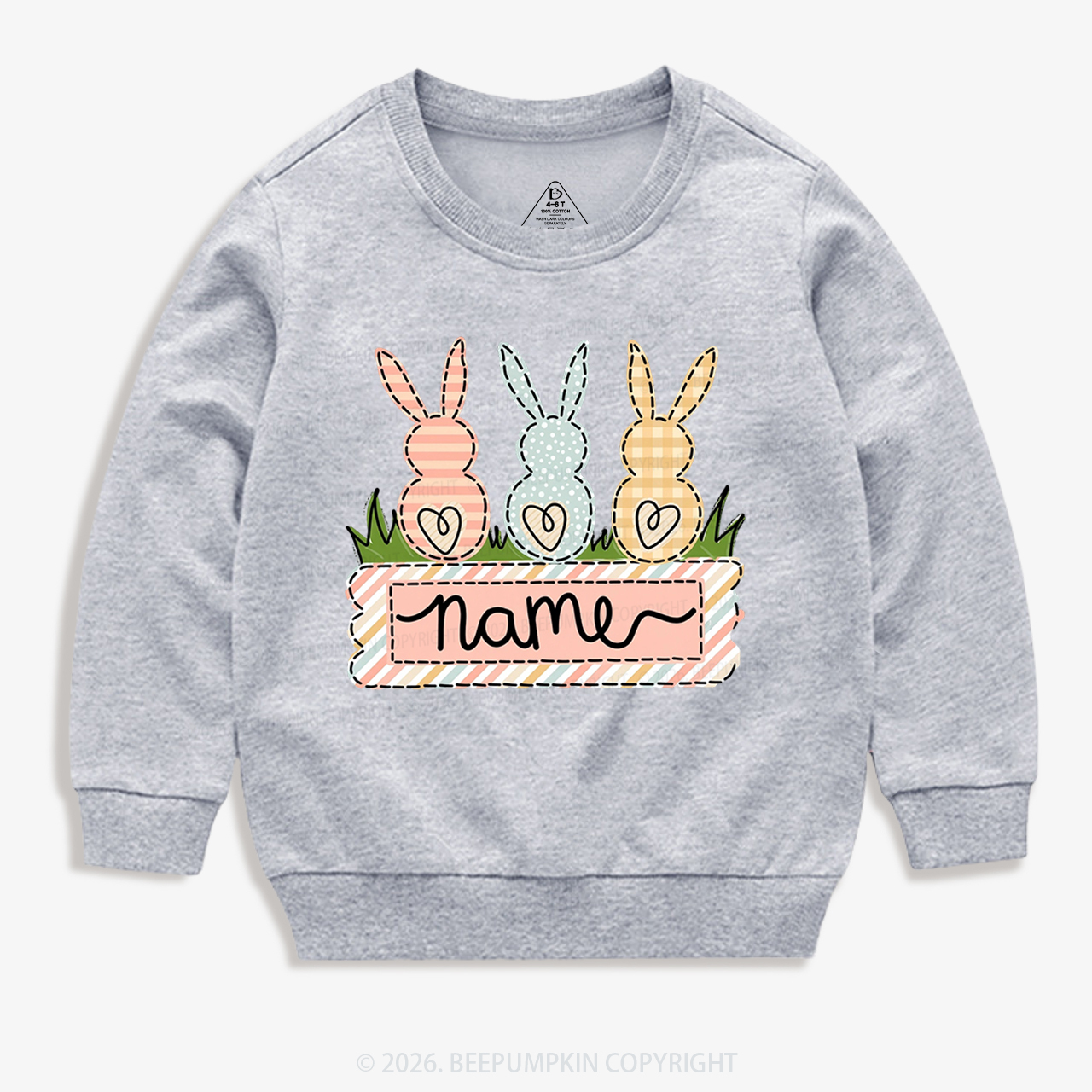 Personalized Name Easter Bunny Trio Girl Kid's Sweatshirt