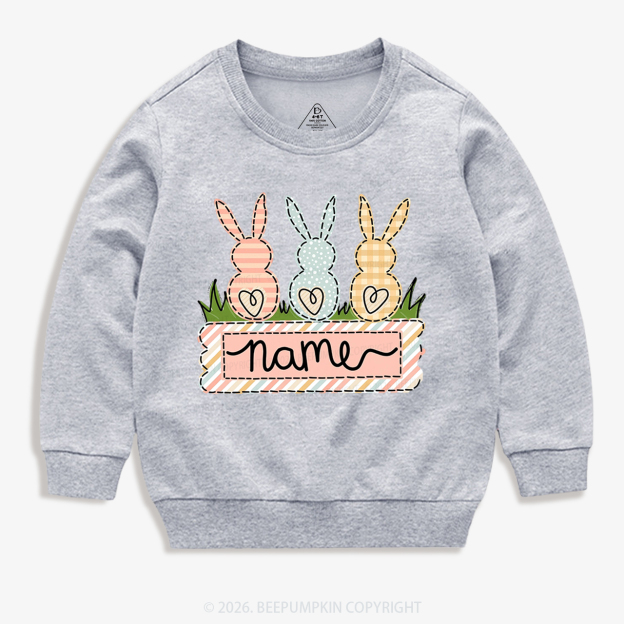 Personalized Name Easter Bunny Trio Girl Kid's Sweatshirt