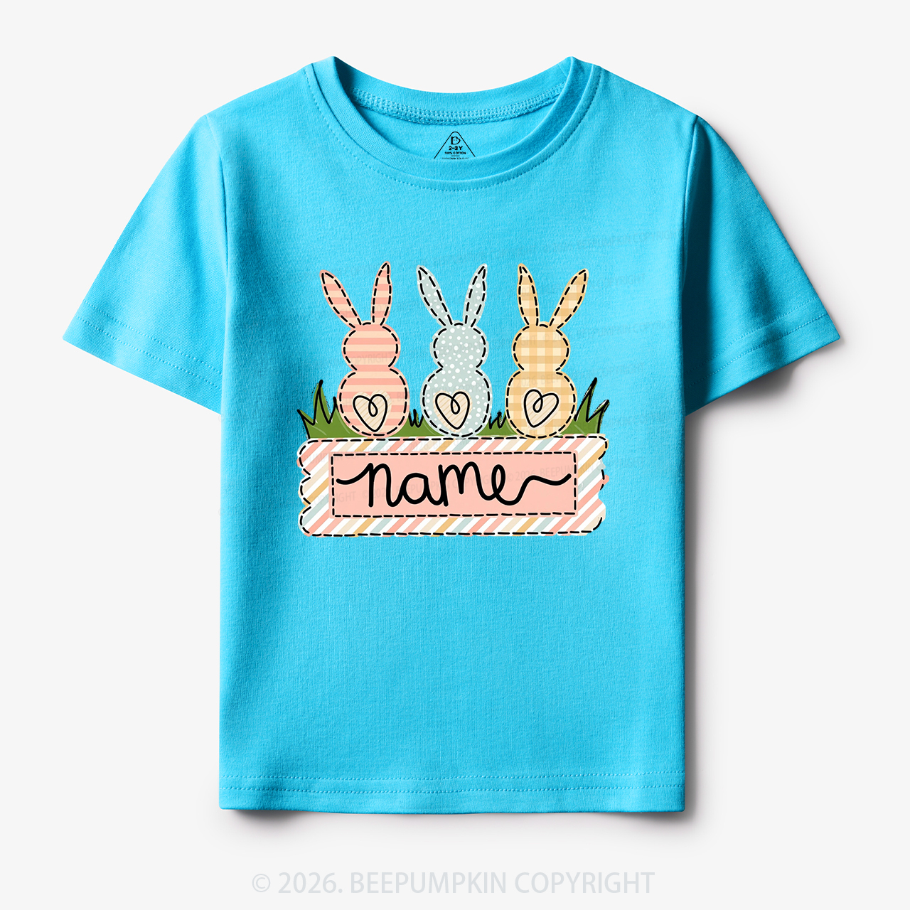 Personalized Name Easter Bunny Trio Girl Toddler&Kid's Tees