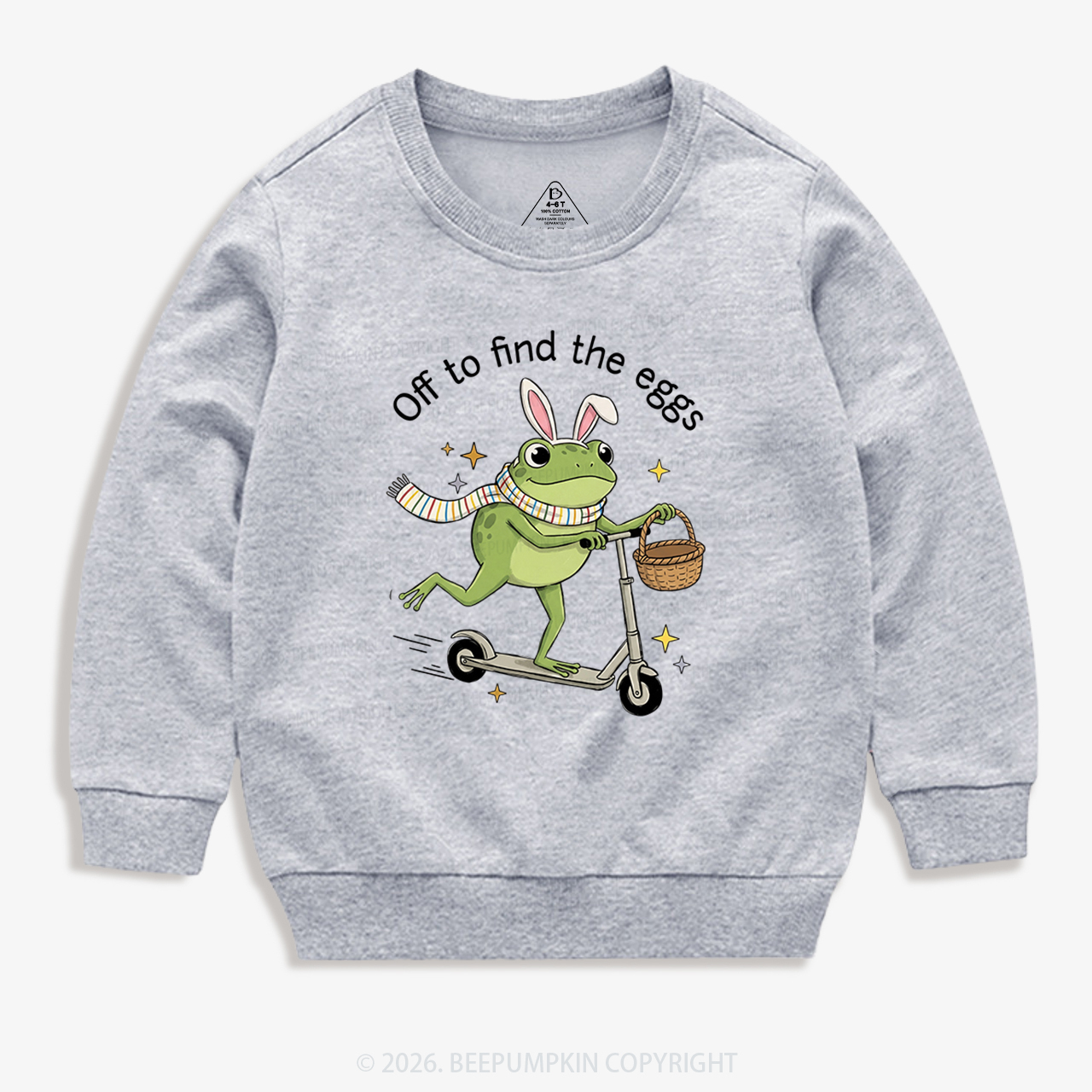 Funny Frog on Scooter Easter Egg Kid's Sweatshirt 7