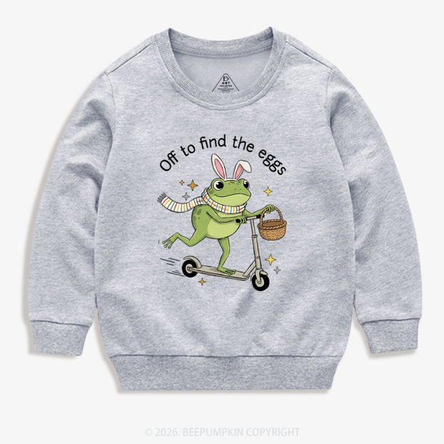Funny Frog on Scooter Easter Egg Kid's Sweatshirt 7