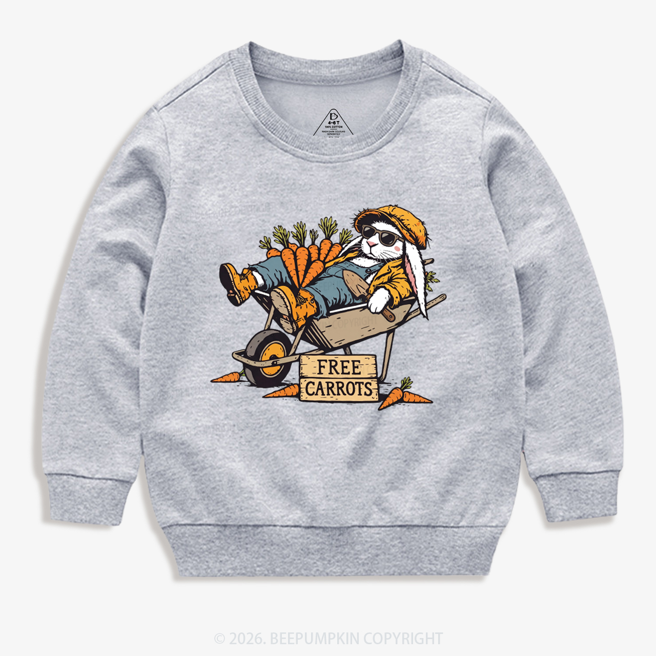 Cool Bunny Free Carrots Easter Kid's Sweatshirt