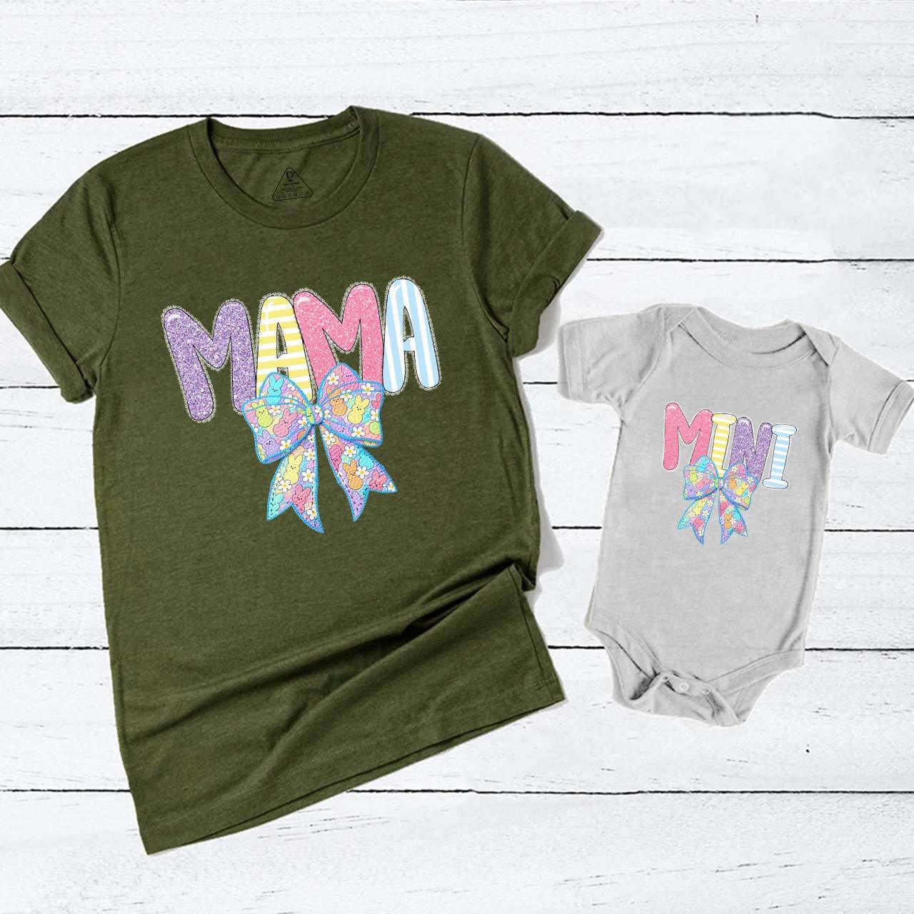 Mommy and Me Bunny Happy Easter Mom&Me Matching T-Shirts