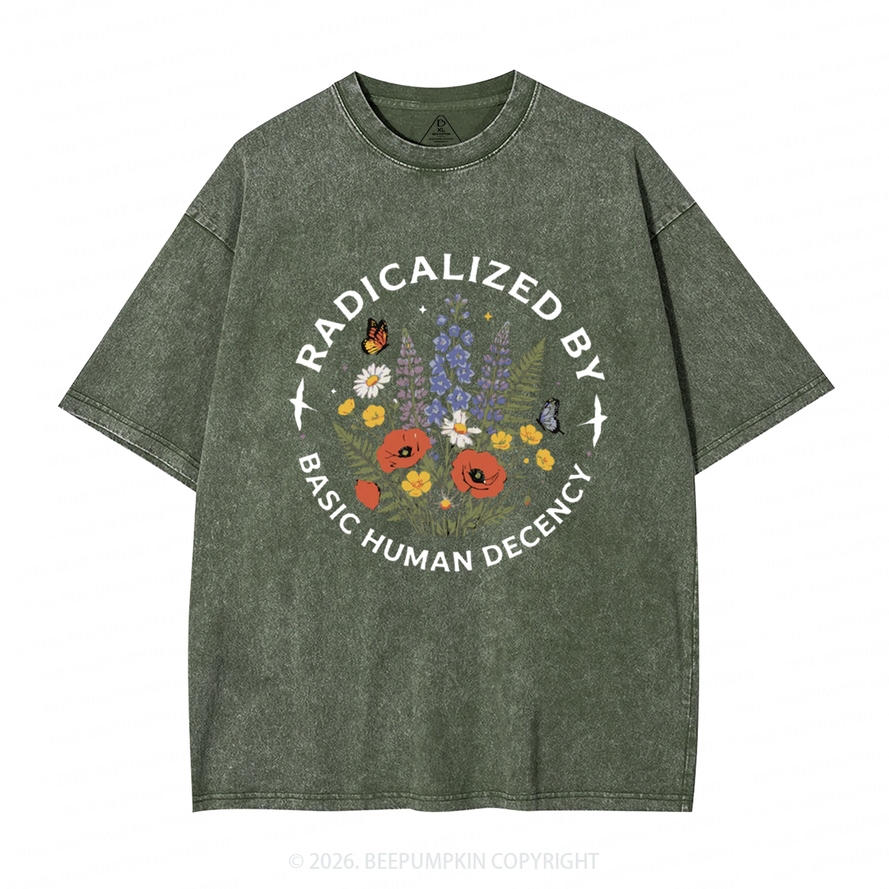 Radicalized By Basic Human Decency Washed T-Shirts