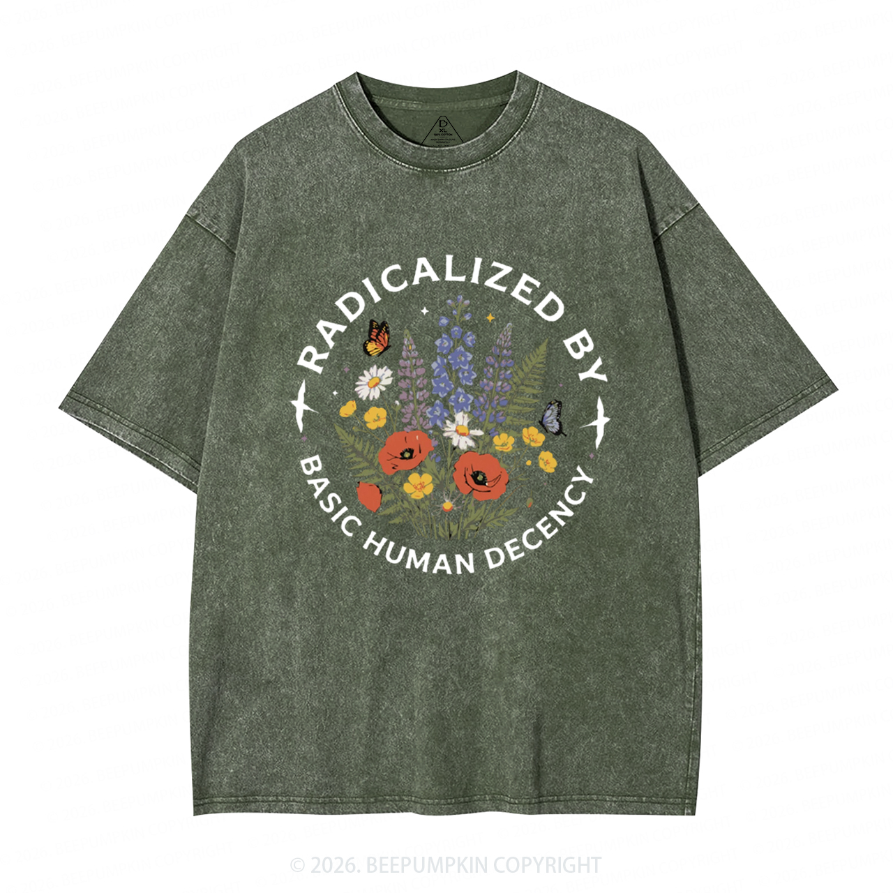 Radicalized By Basic Human Decency Washed T-Shirts