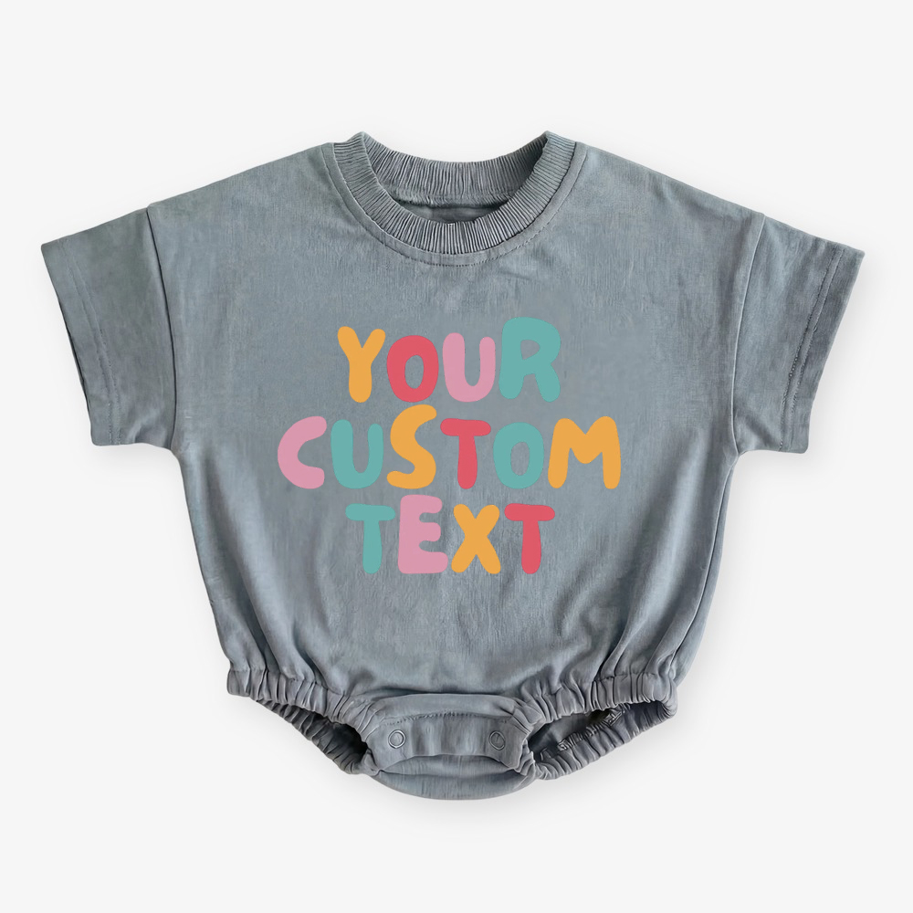 Personalized Colorful Name Short Sleeve Baby Bubble Romper
