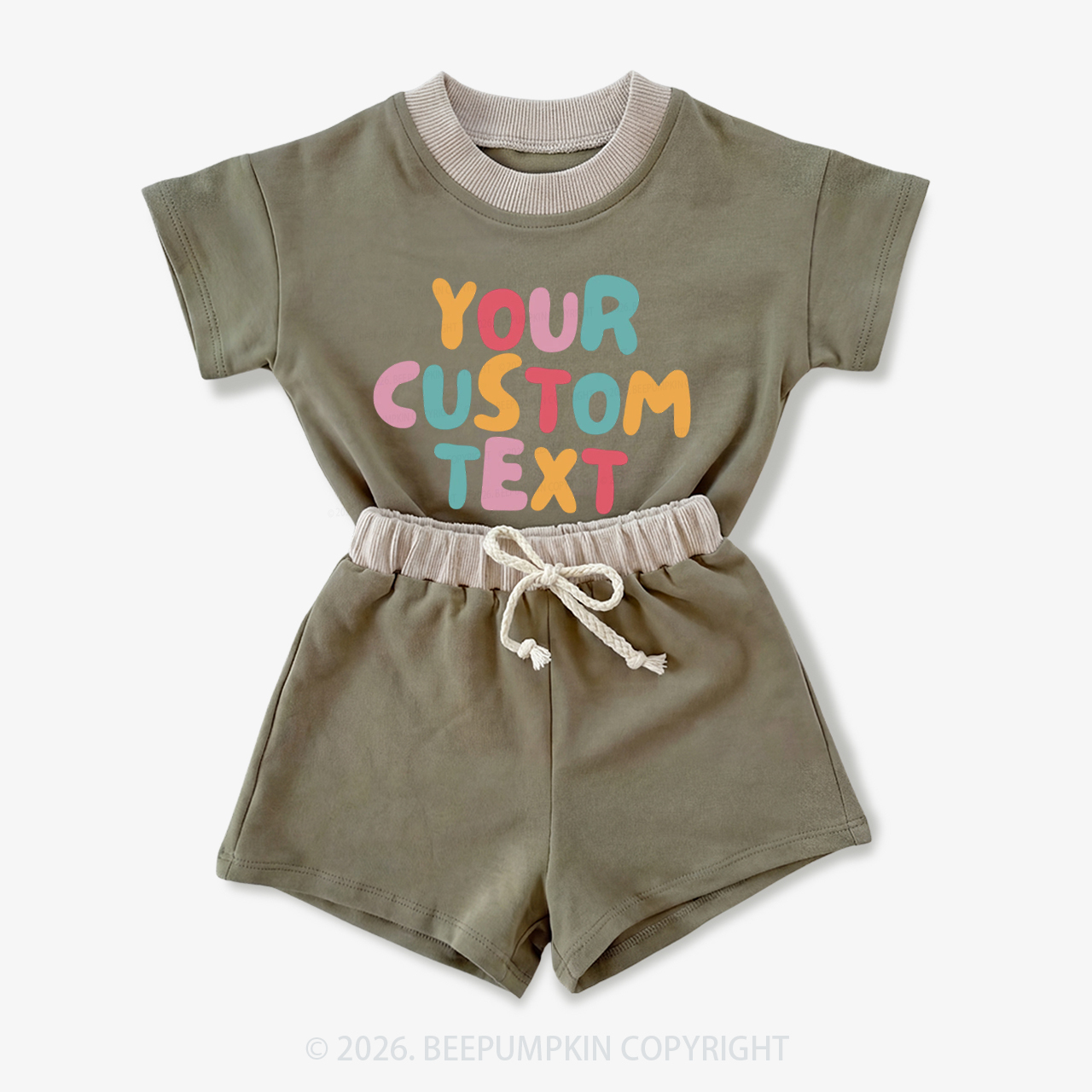 Personalized Colorful Name Baby Short Sleeve Tee and Shorts Sets