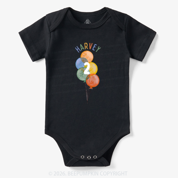 Personalized Rainbow Balloon Birthday Bodysuit