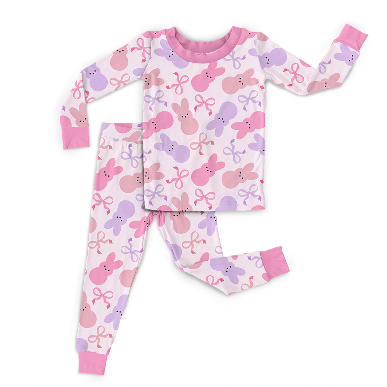 Easter Candy and Bows Two-Piece Pajama Set For Kids