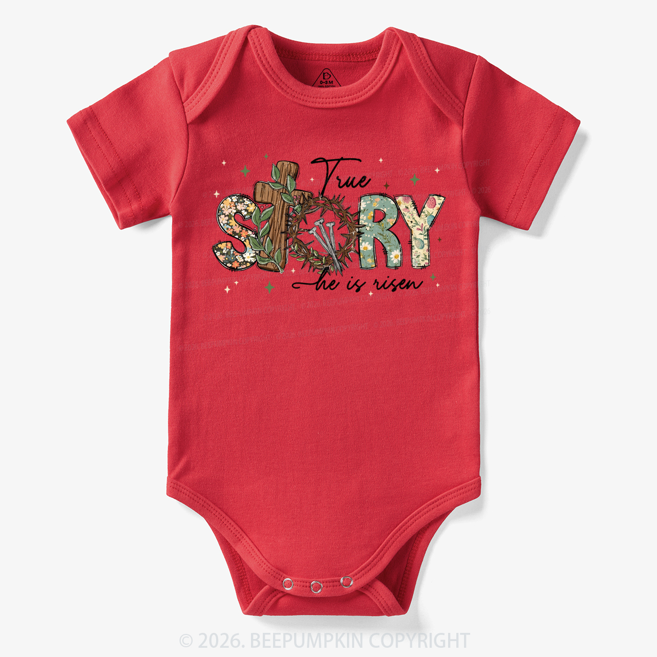 True Story He Is Risen Retro Easter Bodysuit