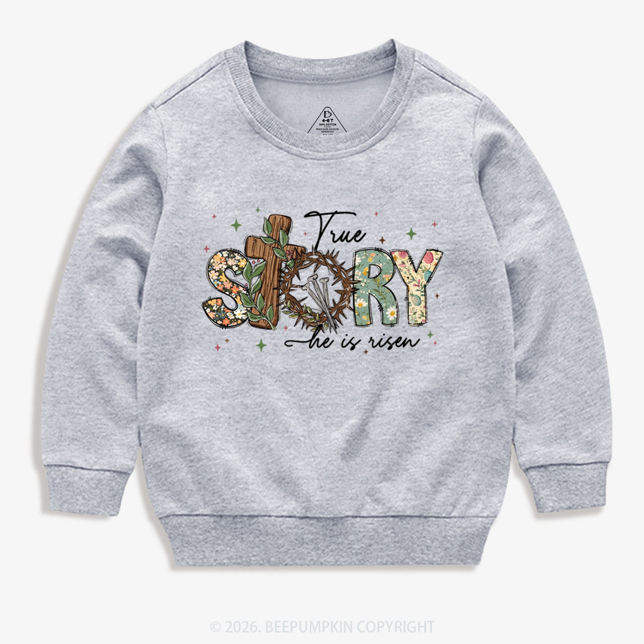 True Story He Is Risen Retro Easter Kid's Sweatshirt