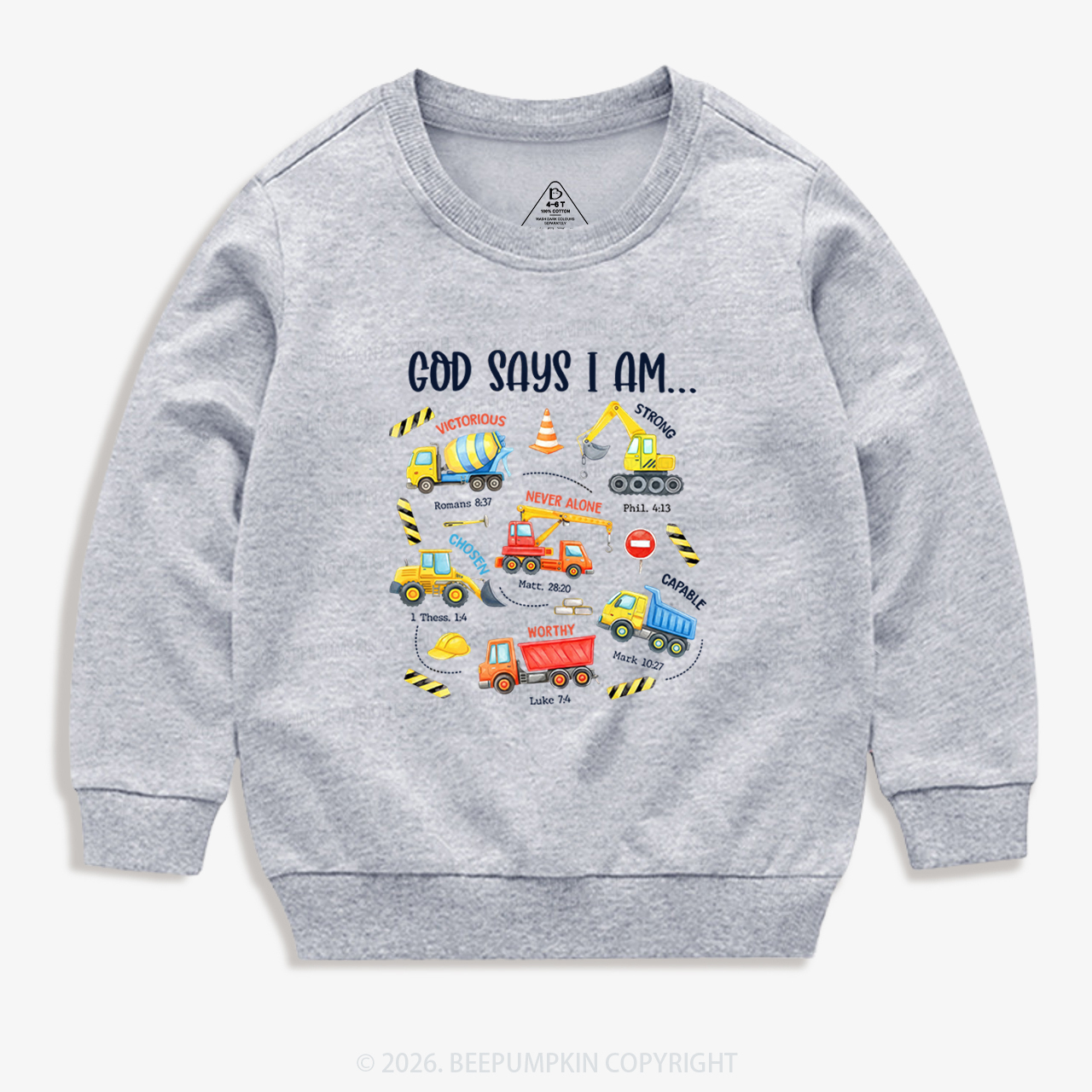God Says I Am Construction Kid's Sweatshirt