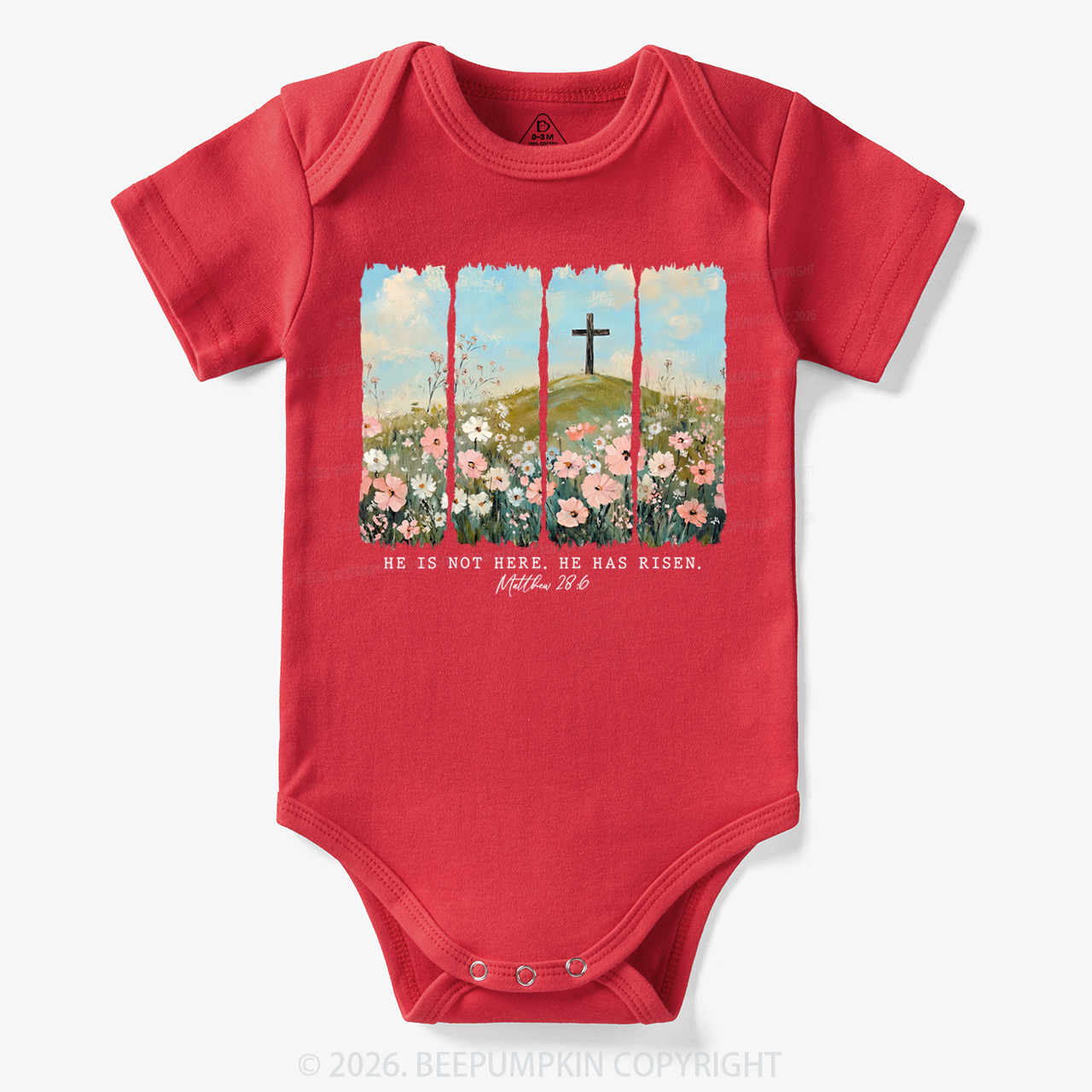 He is Risen Wildflower Spring Easter Bodysuit