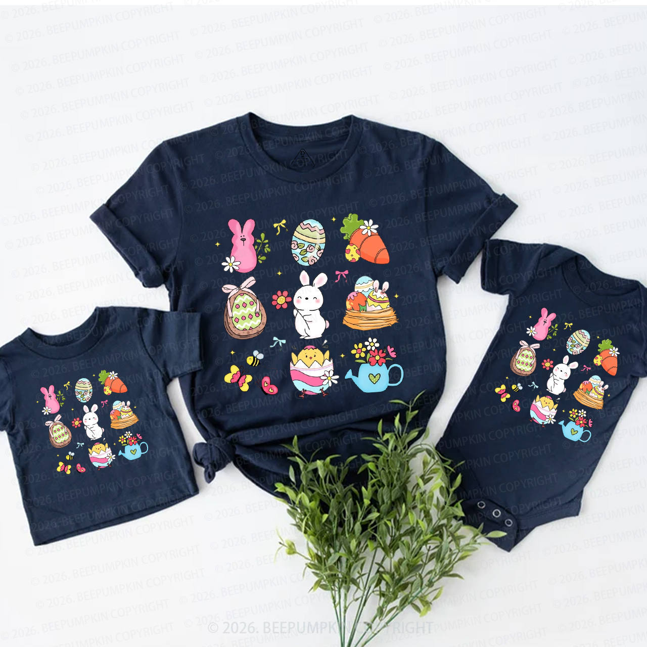 Happy Easter Cute Bunny Carrot Mom&Me Matching T-Shirts
