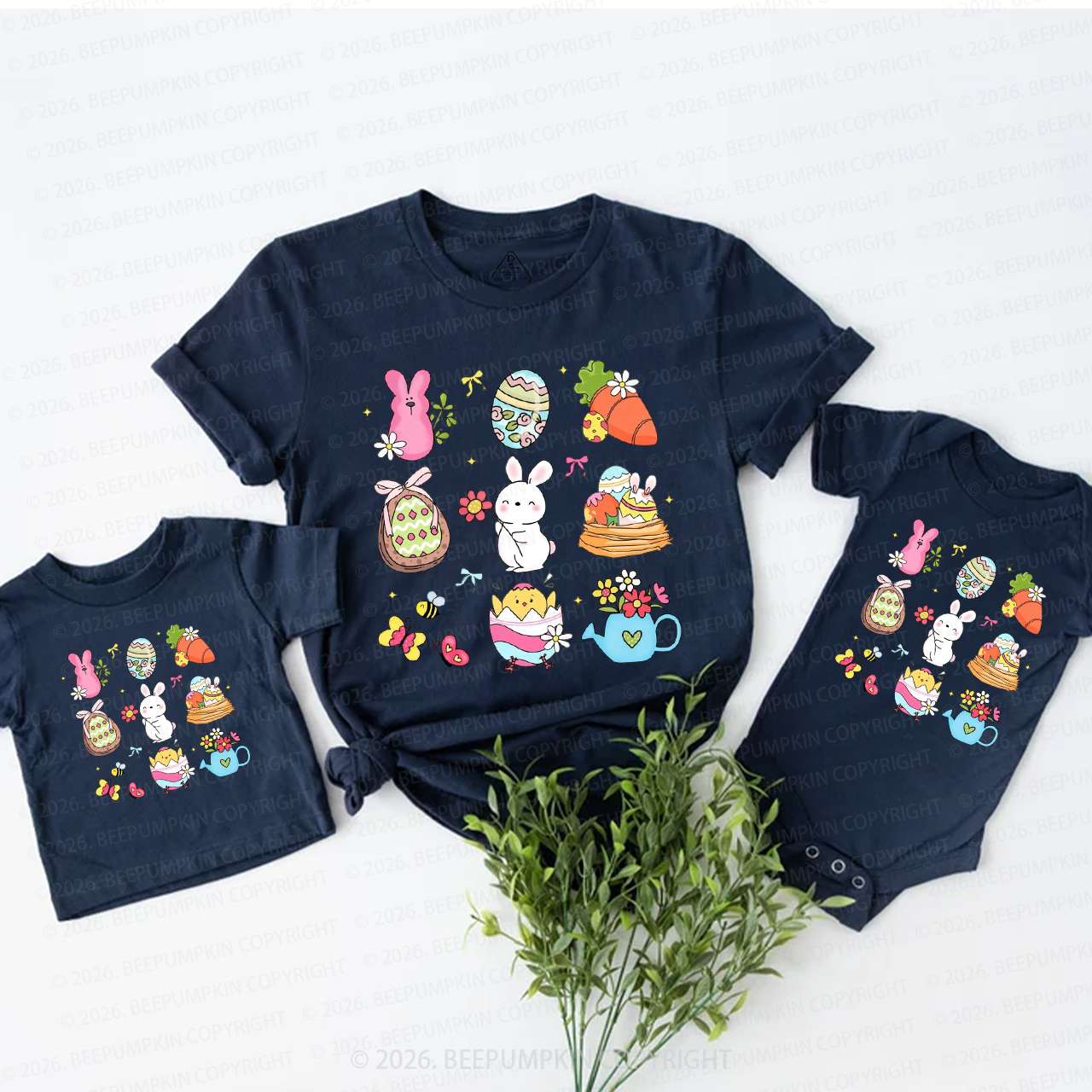 Happy Easter Cute Bunny Carrot Mom&Me Matching T-Shirts