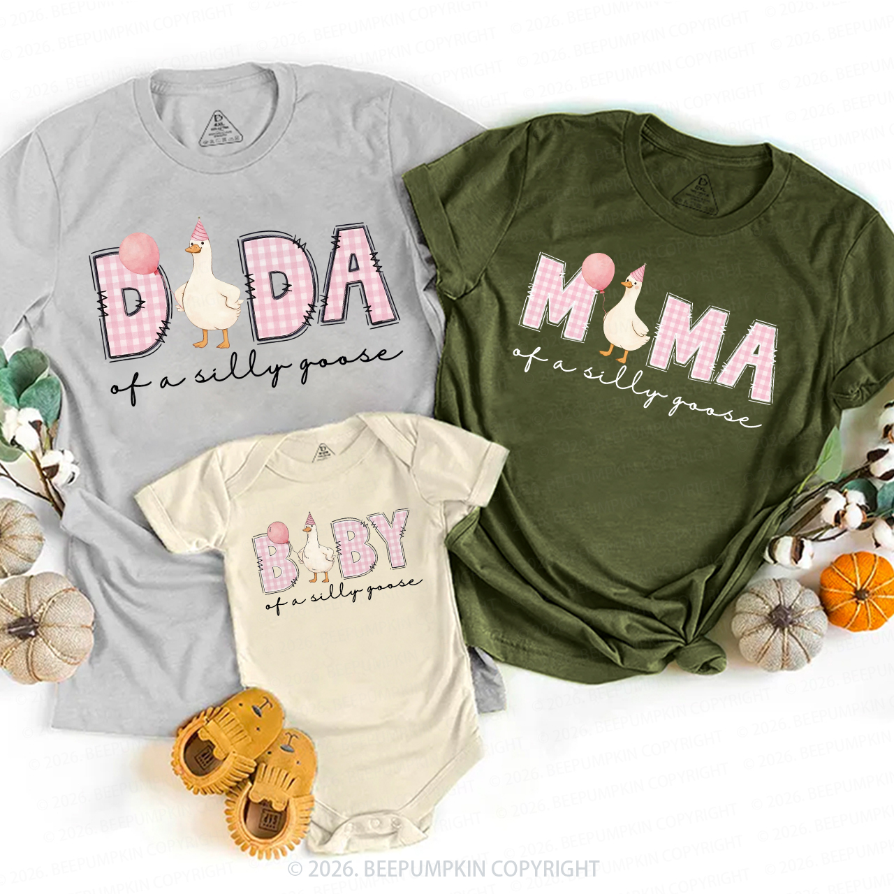 Pink Silly Goose 1st Birthday Family Matching T-Shirts