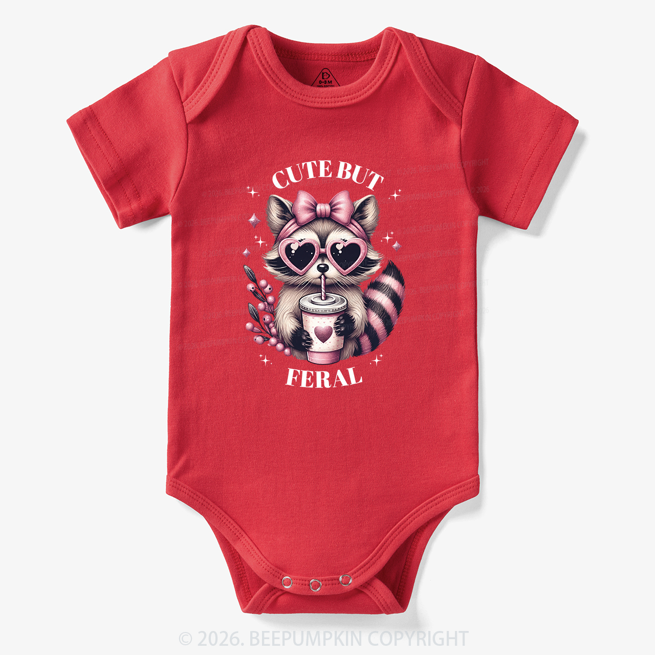Cute But Feral Funny Raccoon Bodysuit
