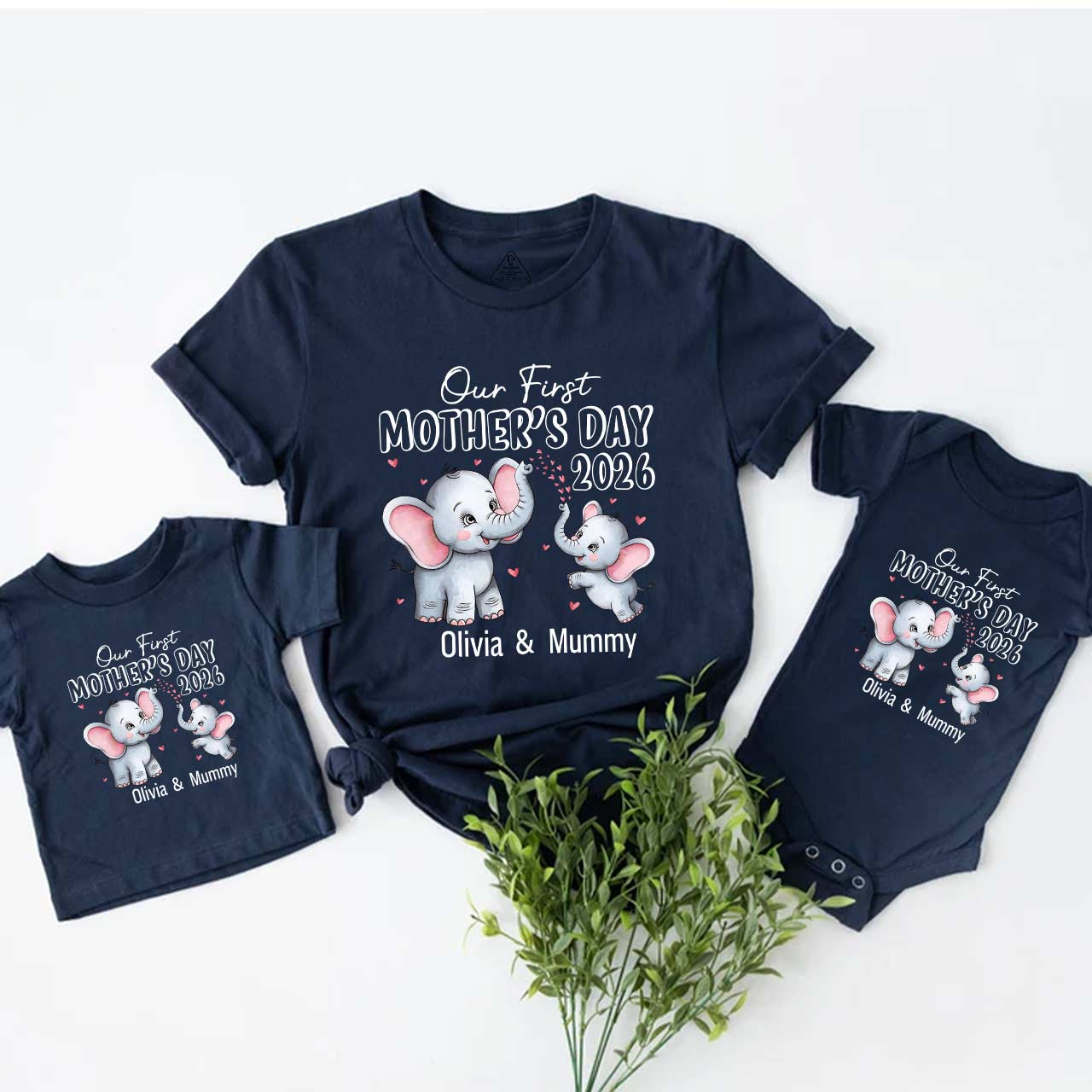 Personalised First Mothers Day Elephant Mom&Me Matching Tees