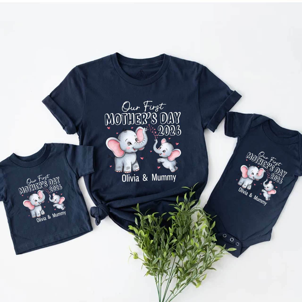 Personalised First Mothers Day Elephant Mom&Me Matching Tees